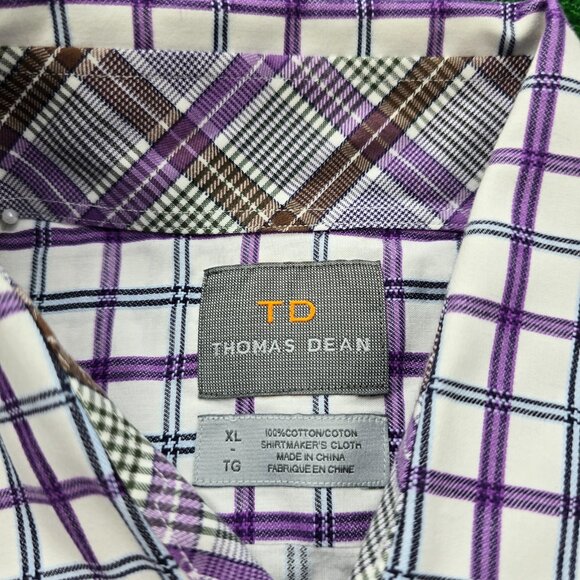 Thomas Dean Shirt Mens XL Multicolor Check Button Up Long Sleeve Preppy Casual‎ - Picture 5 of 6